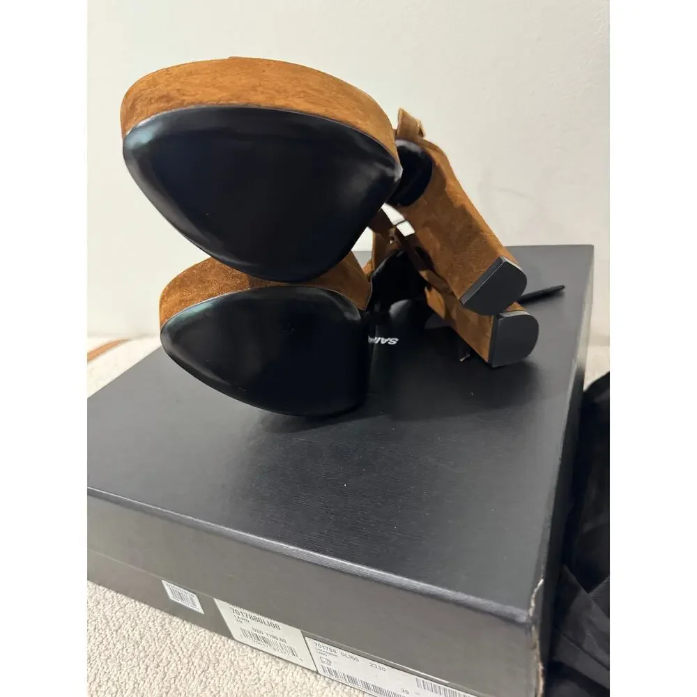 SAINT LAURENT JODIE PLATFORM SANDALS IN SUEDE LAND BNIB 39 - Picture 6 of 11